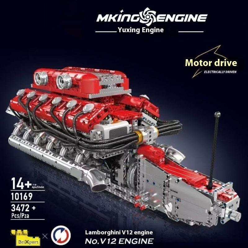 Car V8 Engine Model Building Block Toy