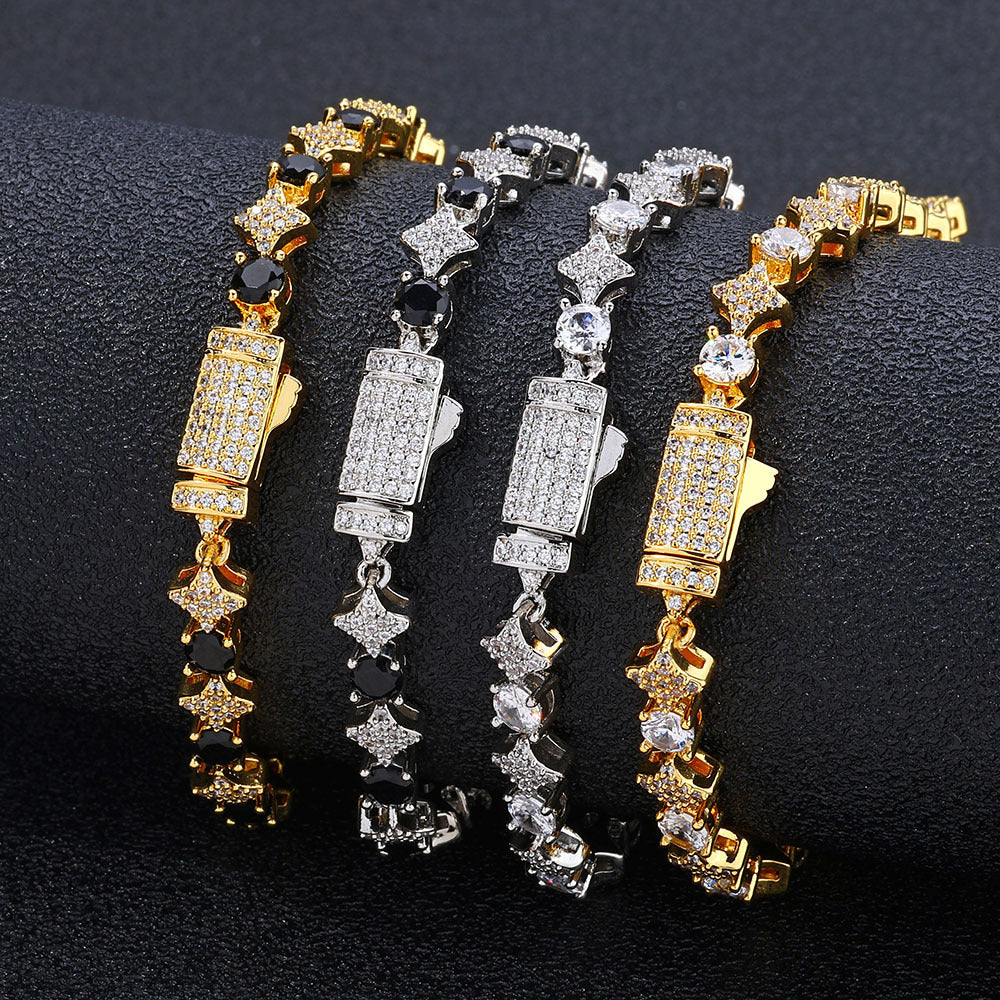 Mens 6mm Star Zircon Tennis Bracelet
