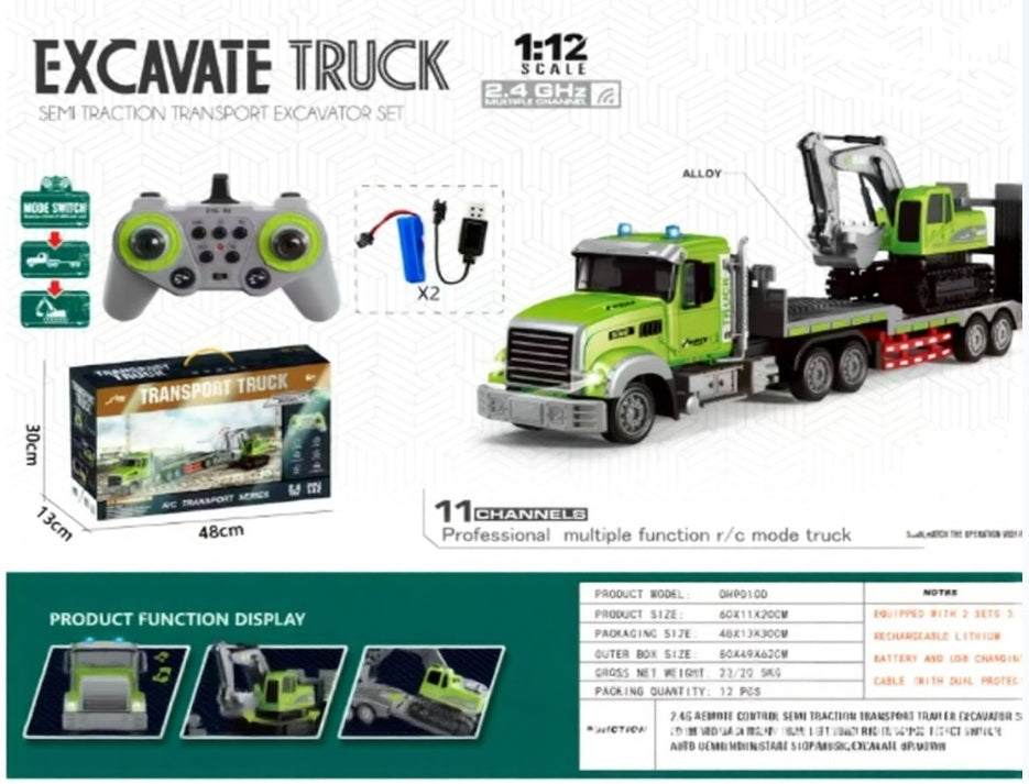 Flat Truck Transport Trailer Excavator