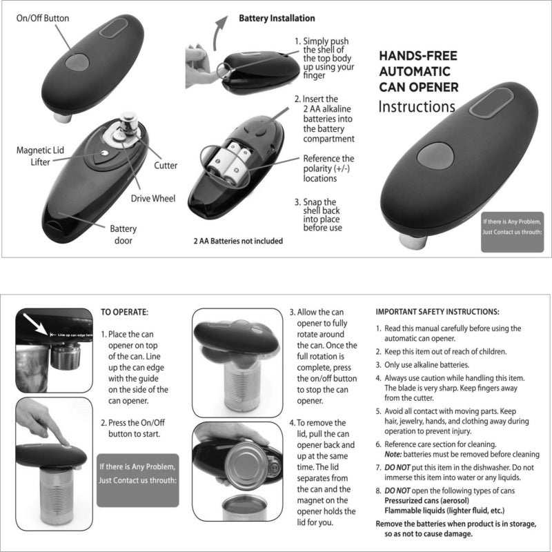 Electric Can Opener Automatic Jar Bottle
