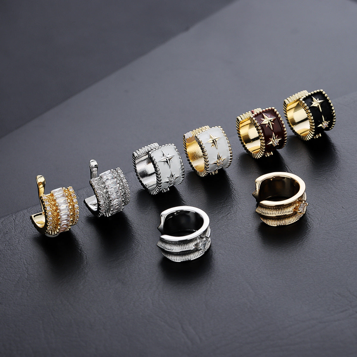 Mens High-end Versatile Star-motif Ear Clips