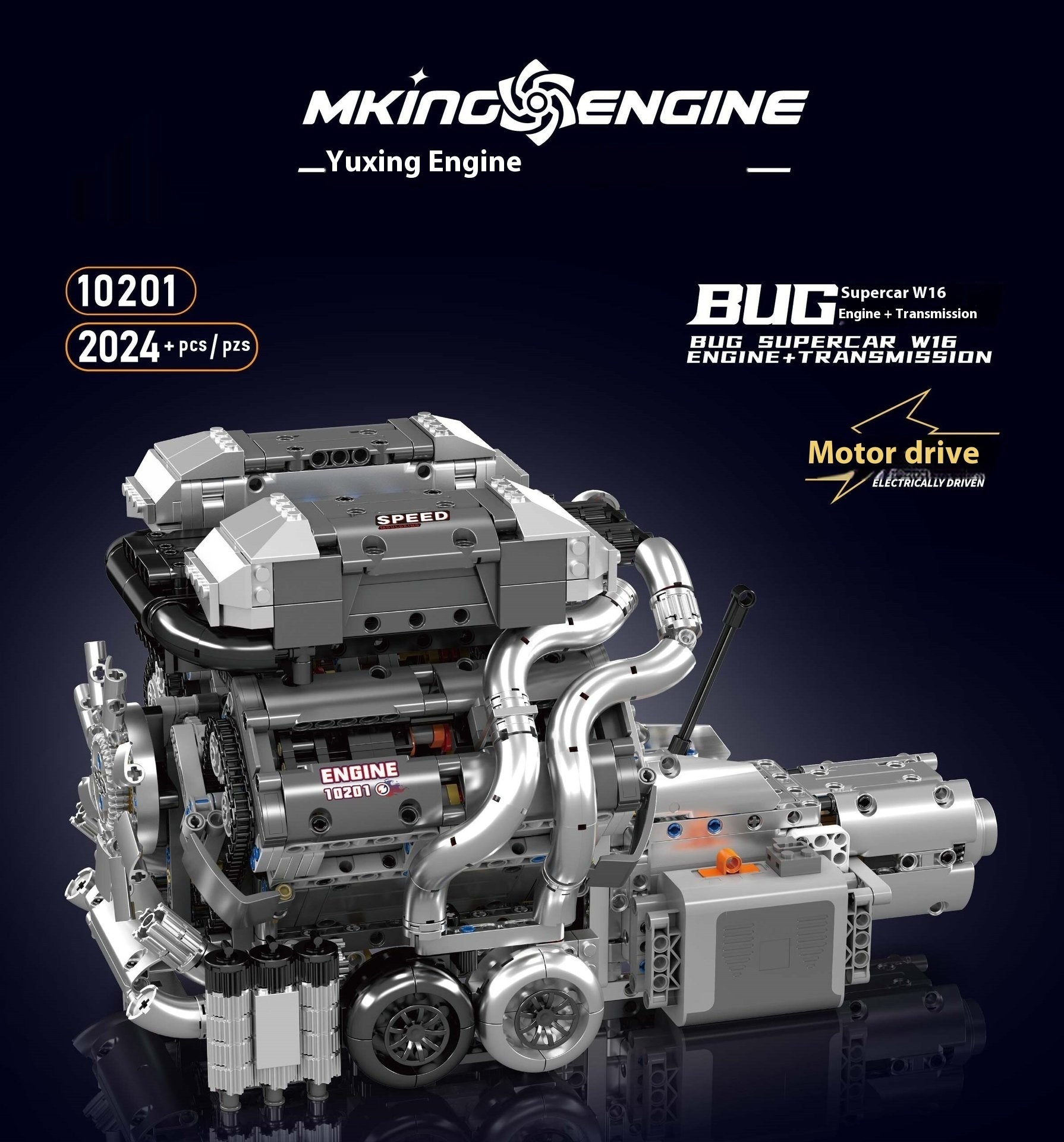 Car V8 Engine Model Building Block Toy
