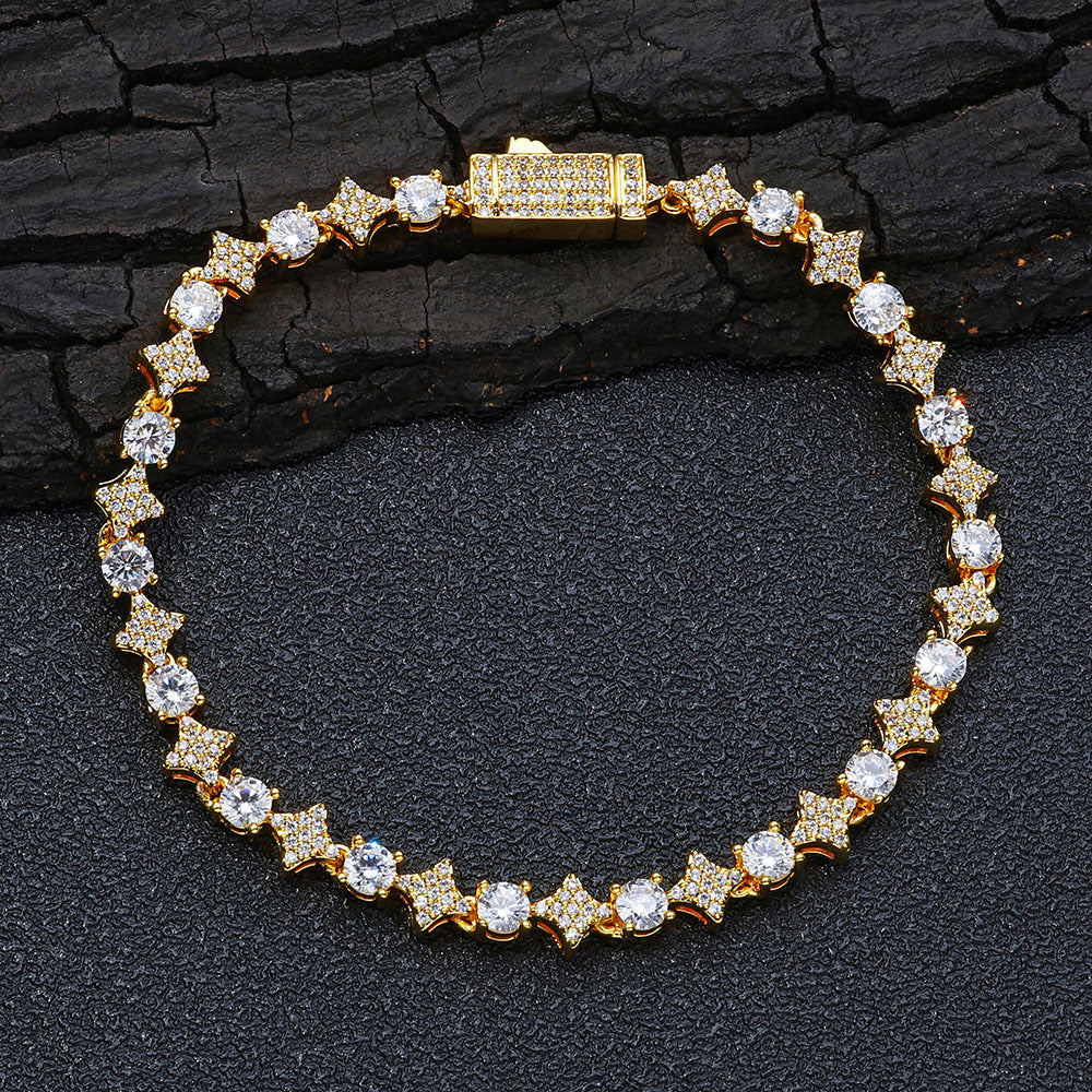 Mens 6mm Star Zircon Tennis Bracelet