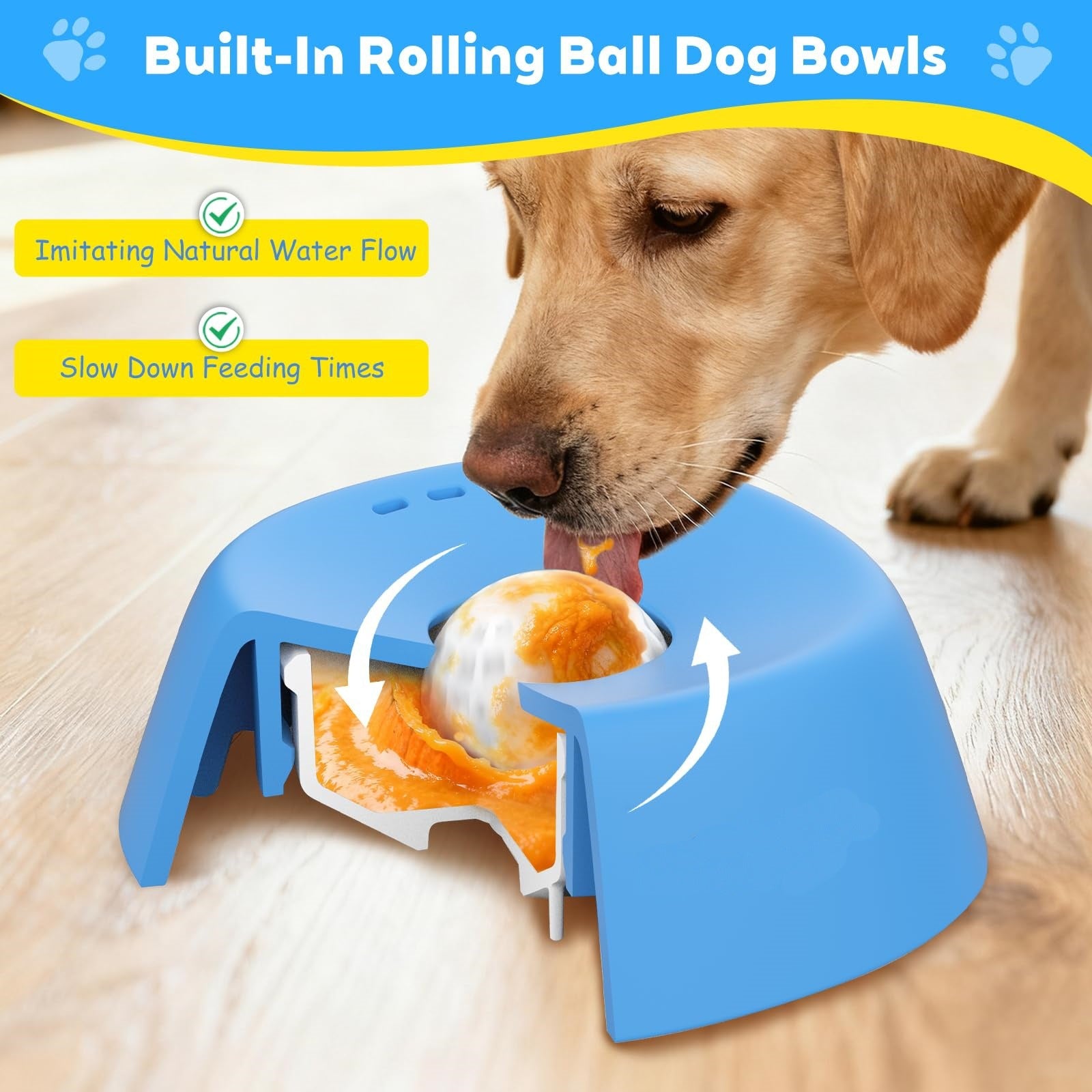 Pet Slow Feeder Non-Slip Spherical Dog Licking Bowl Anti-Choking