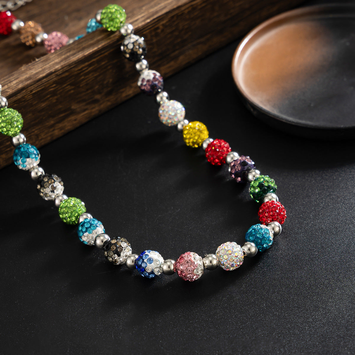 Mens Colored Diamond-Bead Necklace With Diamonds