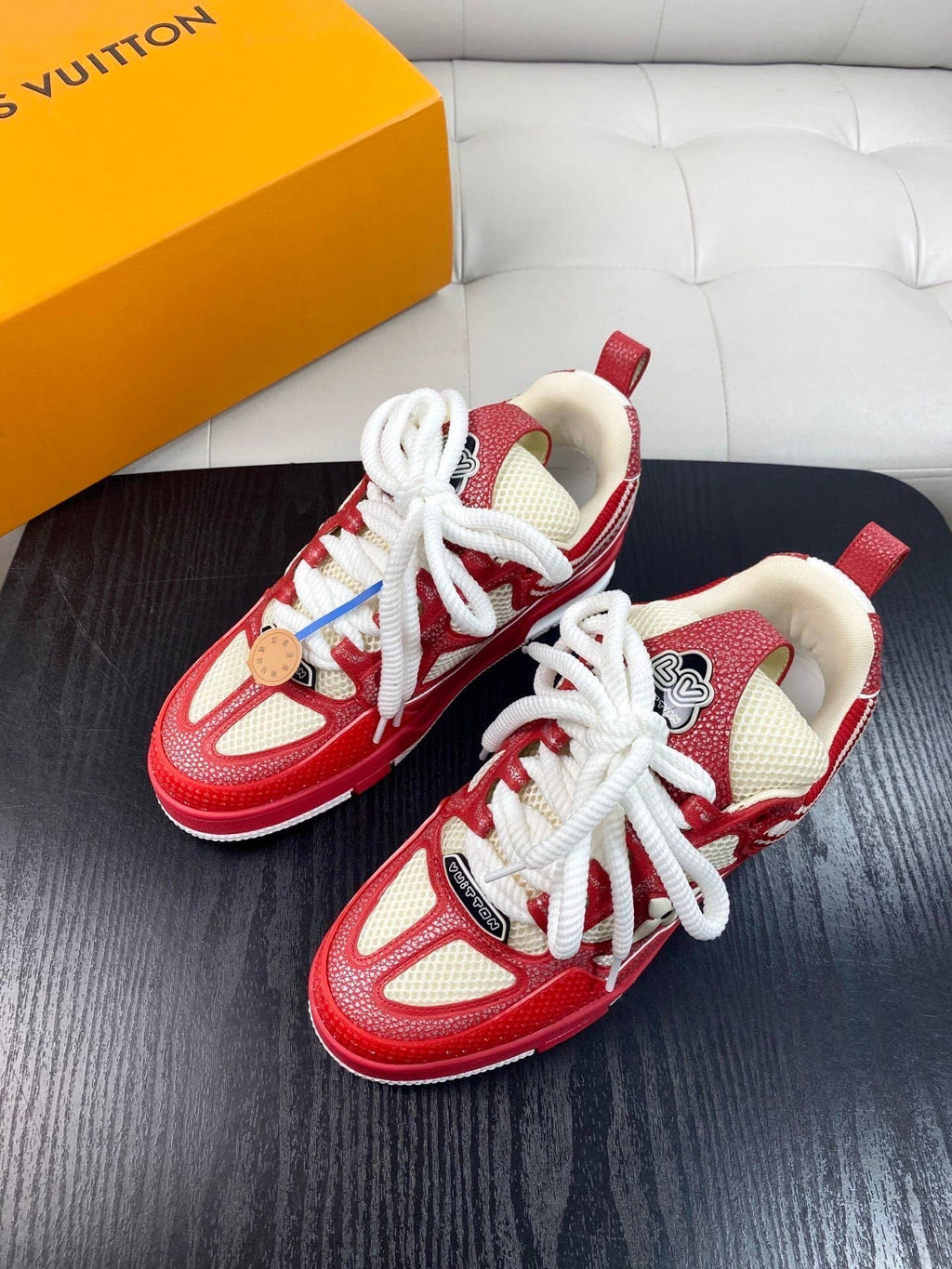 LV Skate sneaker in red and white.