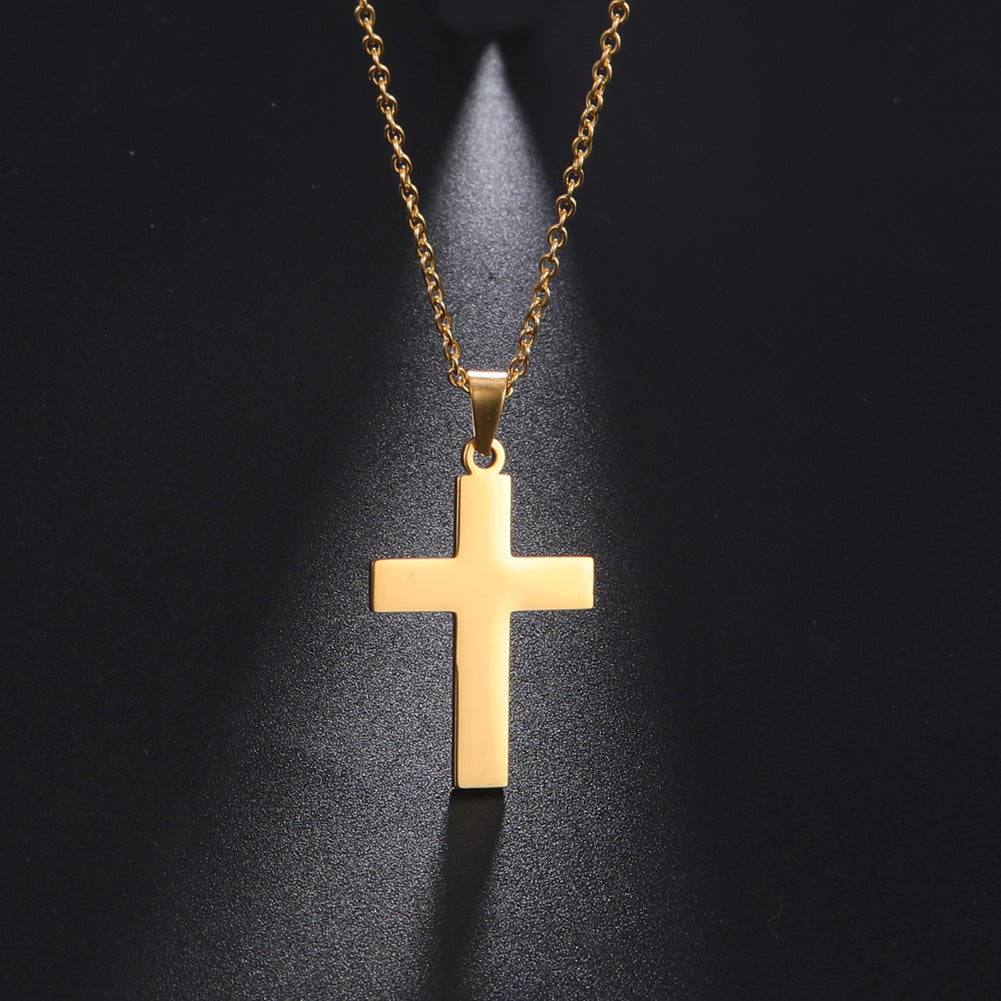 Mens, Minimalist Gold Cross Pendant Necklace