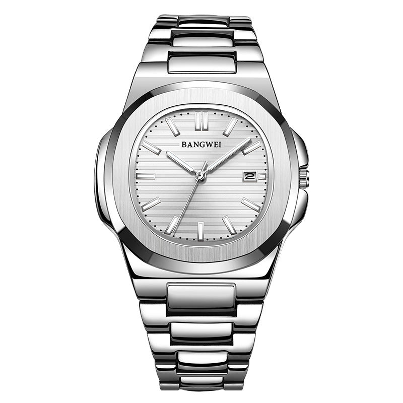 Mens Stylish Luminous Water-Resistant Watch With A Steel Band