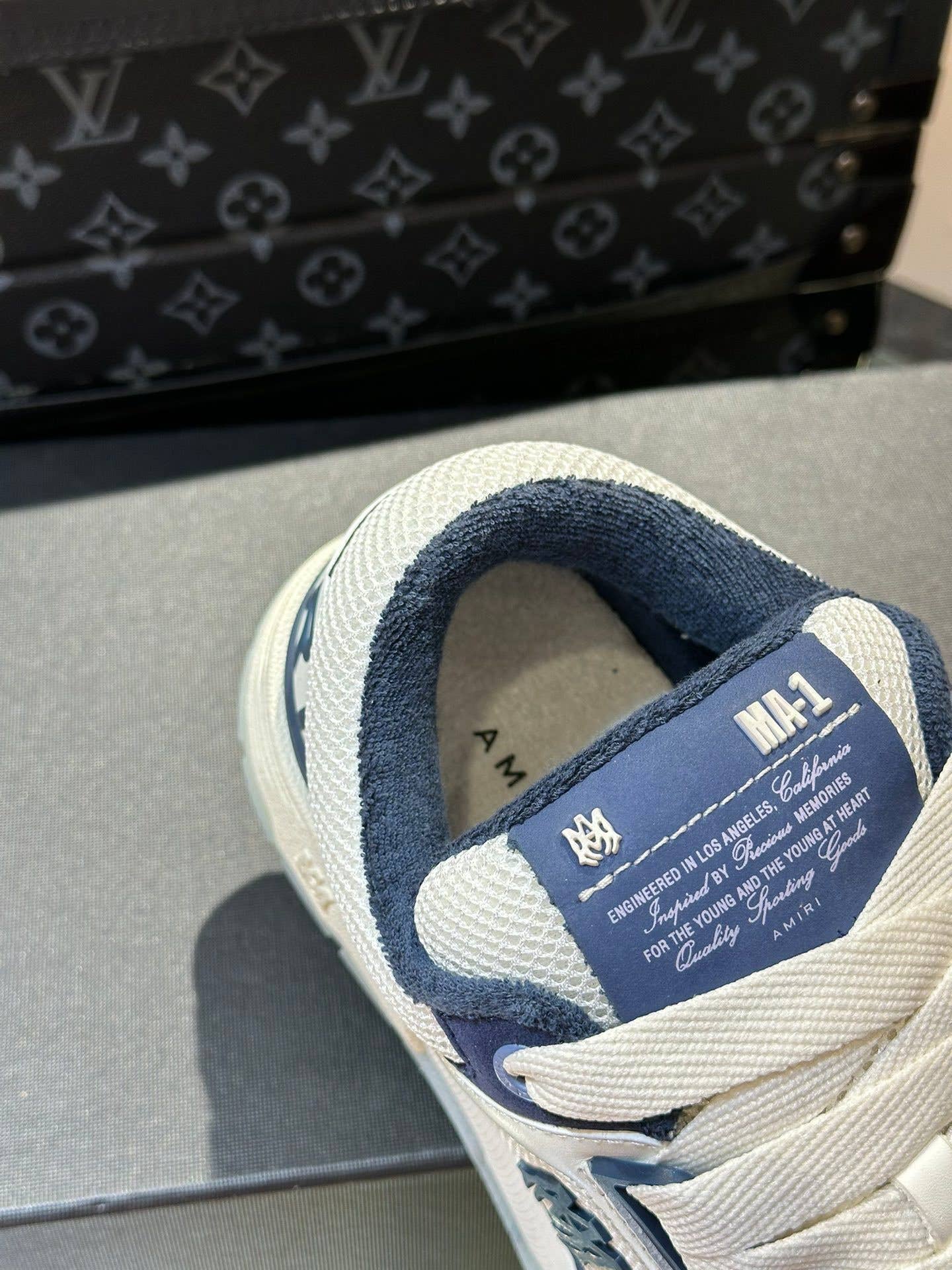 MA-1 white and navy sneakers