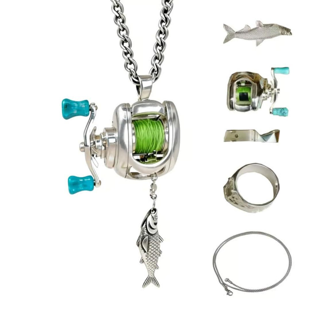 Luxury Fishing Reel Necklace Rotatable