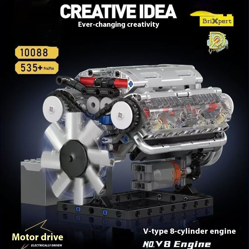 Car V8 Engine Model Building Block Toy