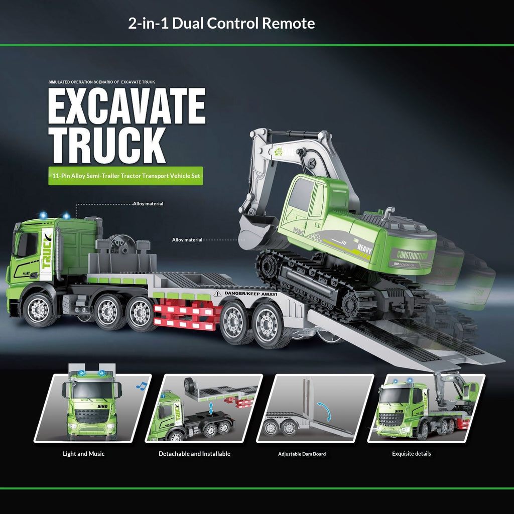 Flat Truck Transport Trailer Excavator