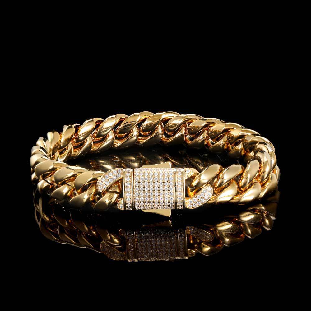 Mens Jewelry Accessory 18k Gold Titanium Steel Bracelet