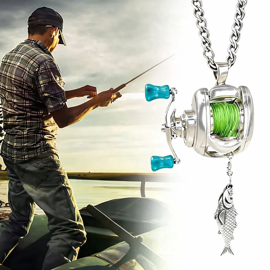 Luxury Fishing Reel Necklace Rotatable