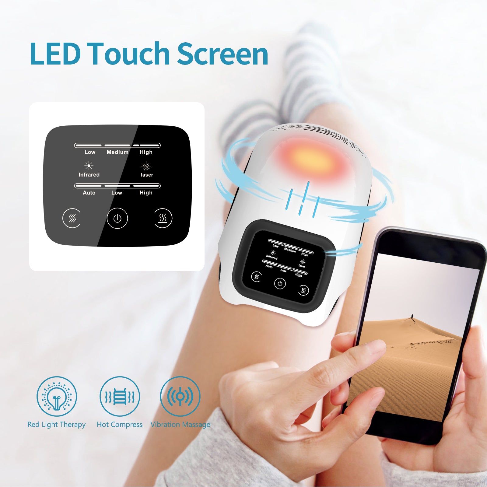 Rechargeable Pain Relief Infrared Laser Vibration Knee Massager