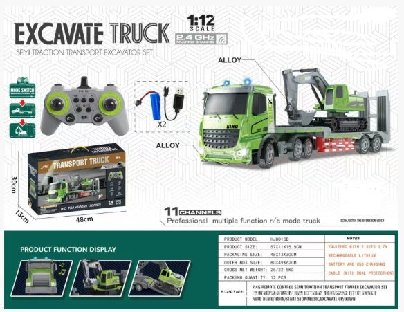 Flat Truck Transport Trailer Excavator