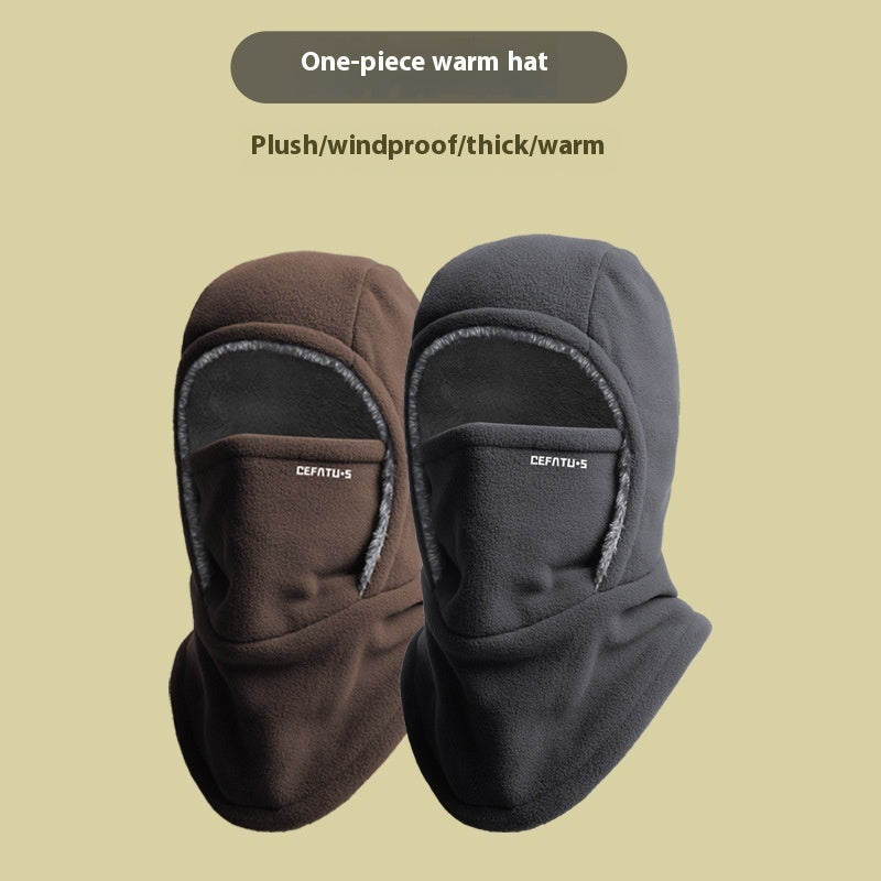 Winter Fleece Hooded Scarf Windproof Cold-proof Warm Face Mask