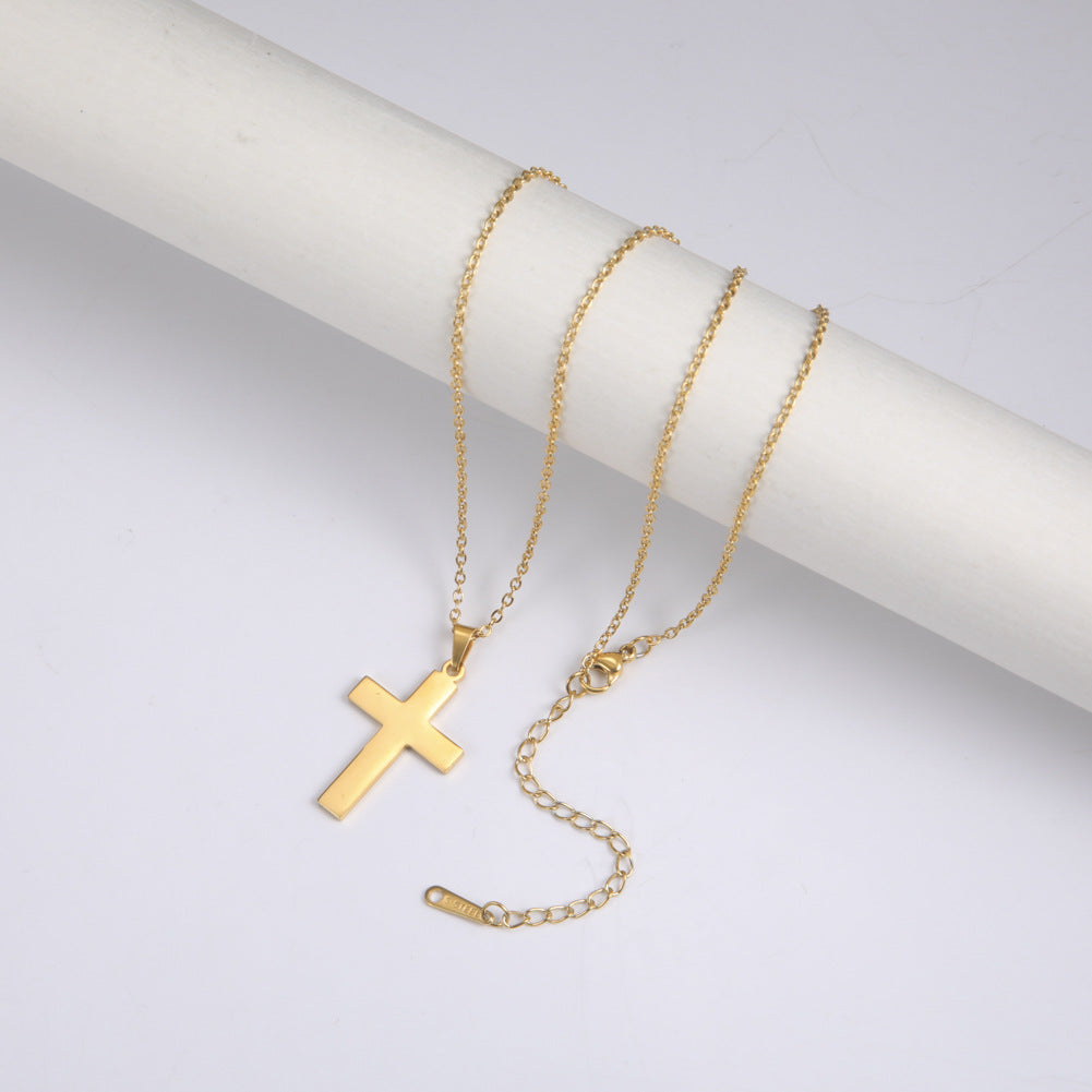 Mens, Minimalist Gold Cross Pendant Necklace