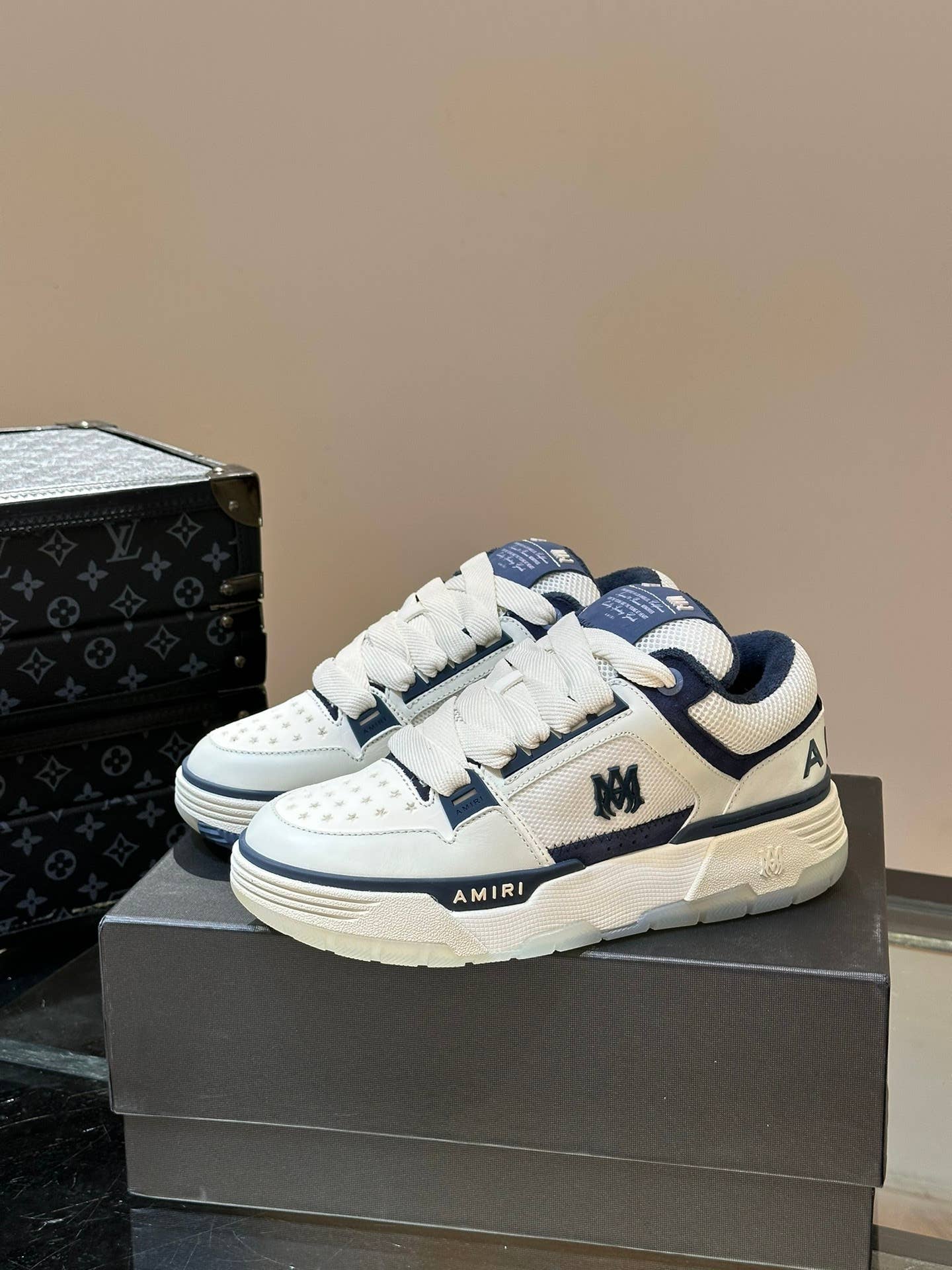 MA-1 white and navy sneakers