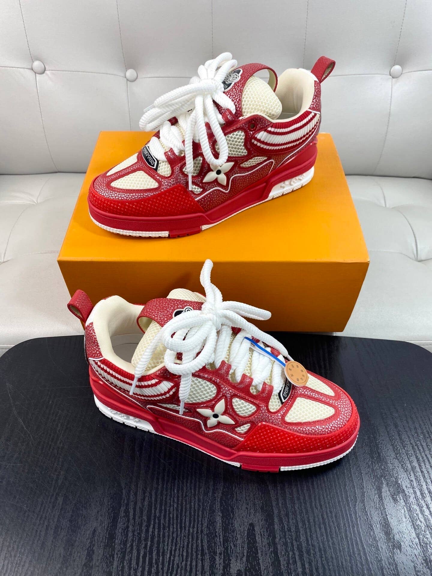 LV Skate sneaker in red and white.