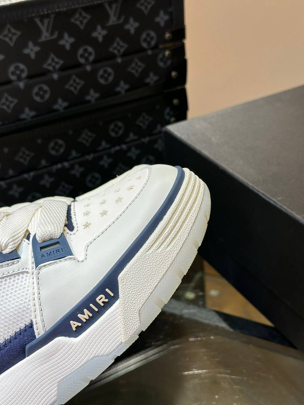 MA-1 white and navy sneakers