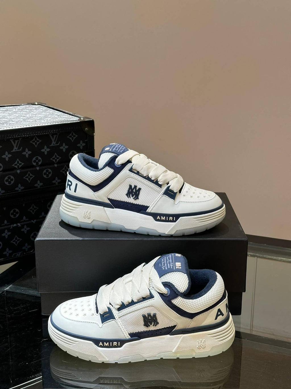 MA-1 white and navy sneakers
