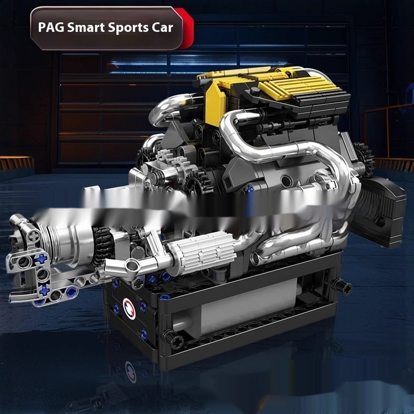 Car V8 Engine Model Building Block Toy