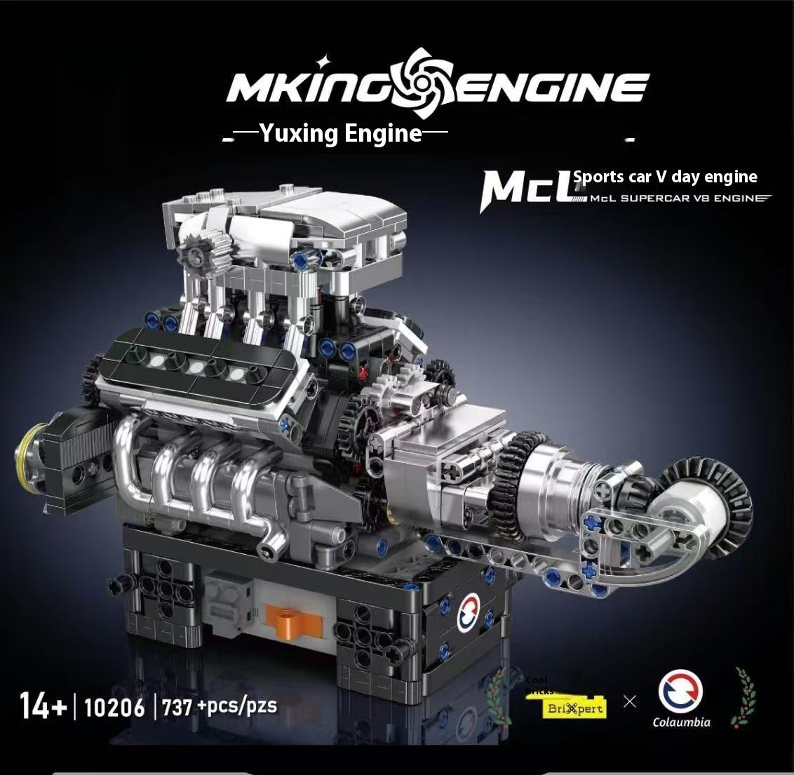 Car V8 Engine Model Building Block Toy