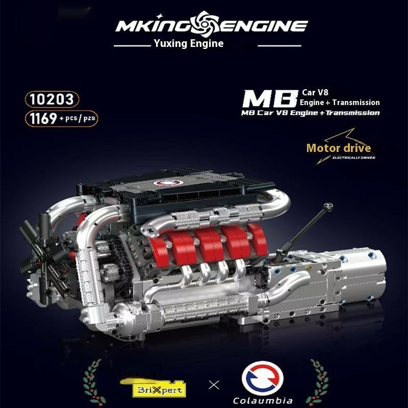 Car V8 Engine Model Building Block Toy