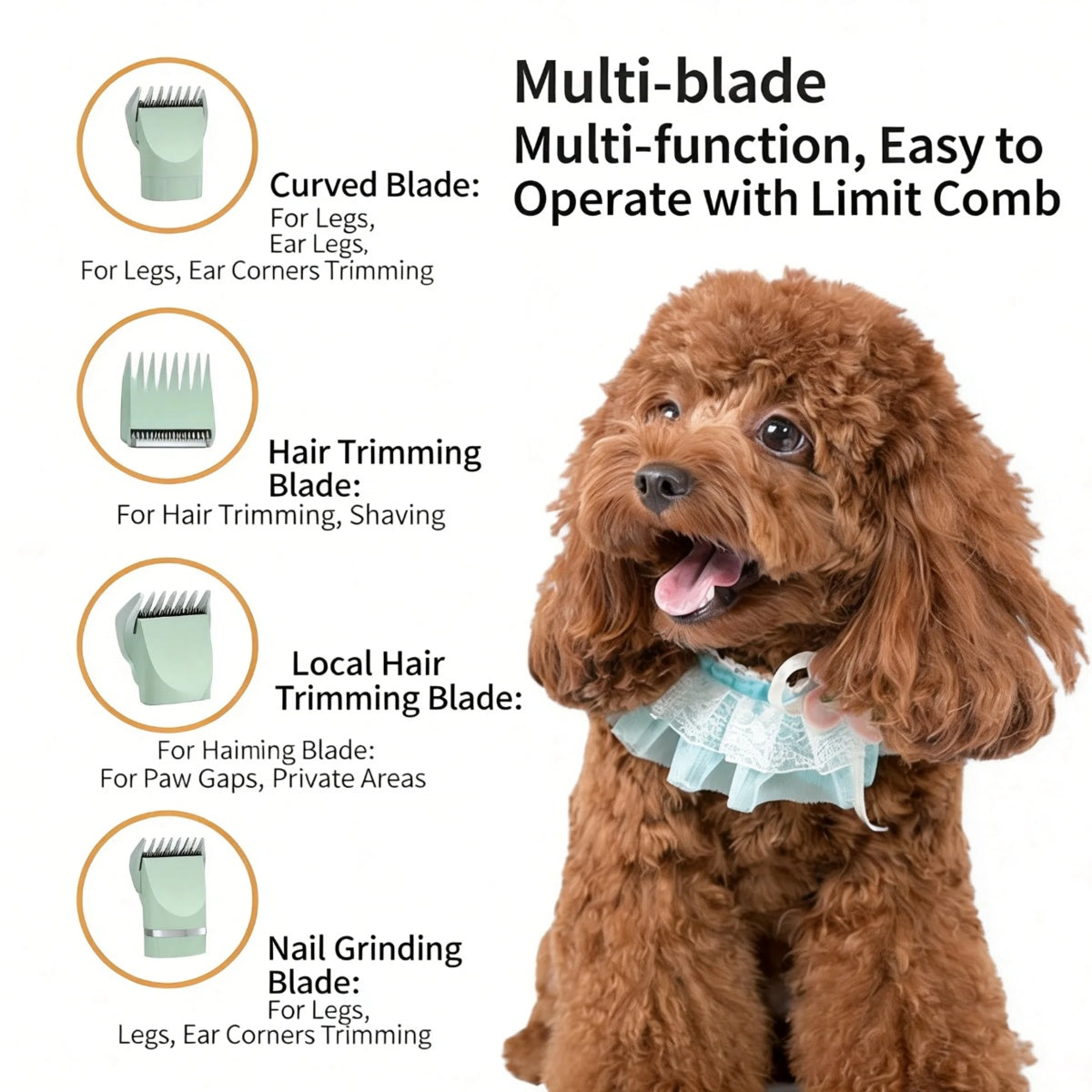 4-in-1 Pet Grooming Kit For Small Dogs Cats, Professional