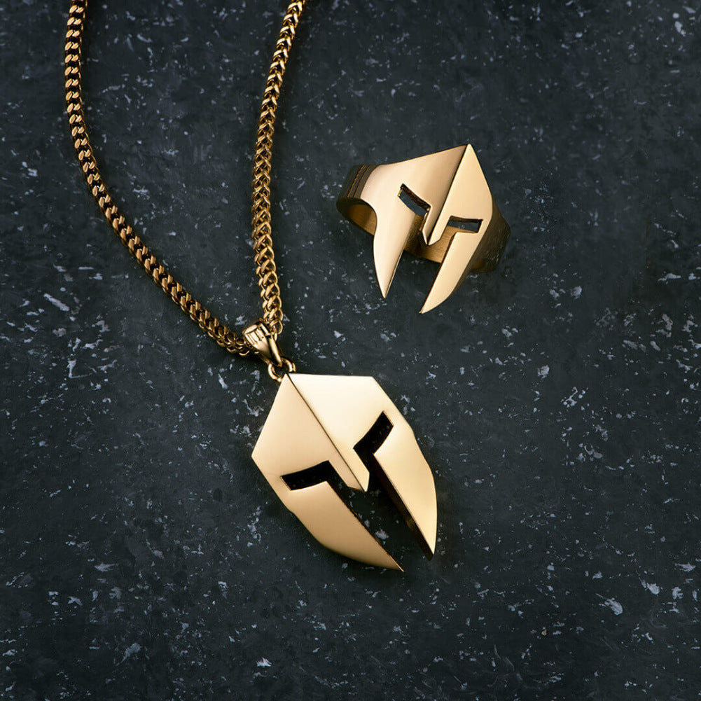 Classic Minimalist Hero Of Sparta Mask Pendant Necklace Man's