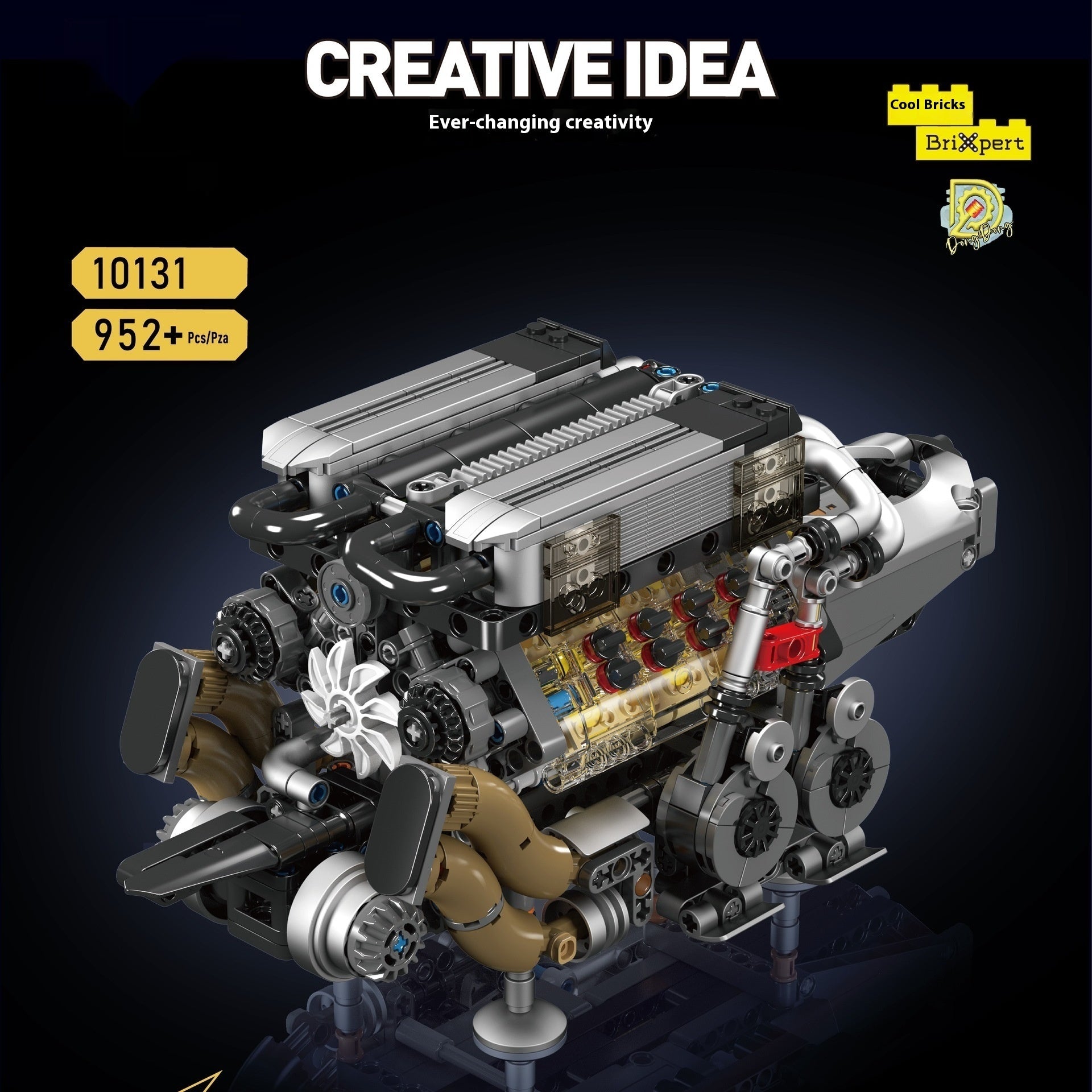 Car V8 Engine Model Building Block Toy