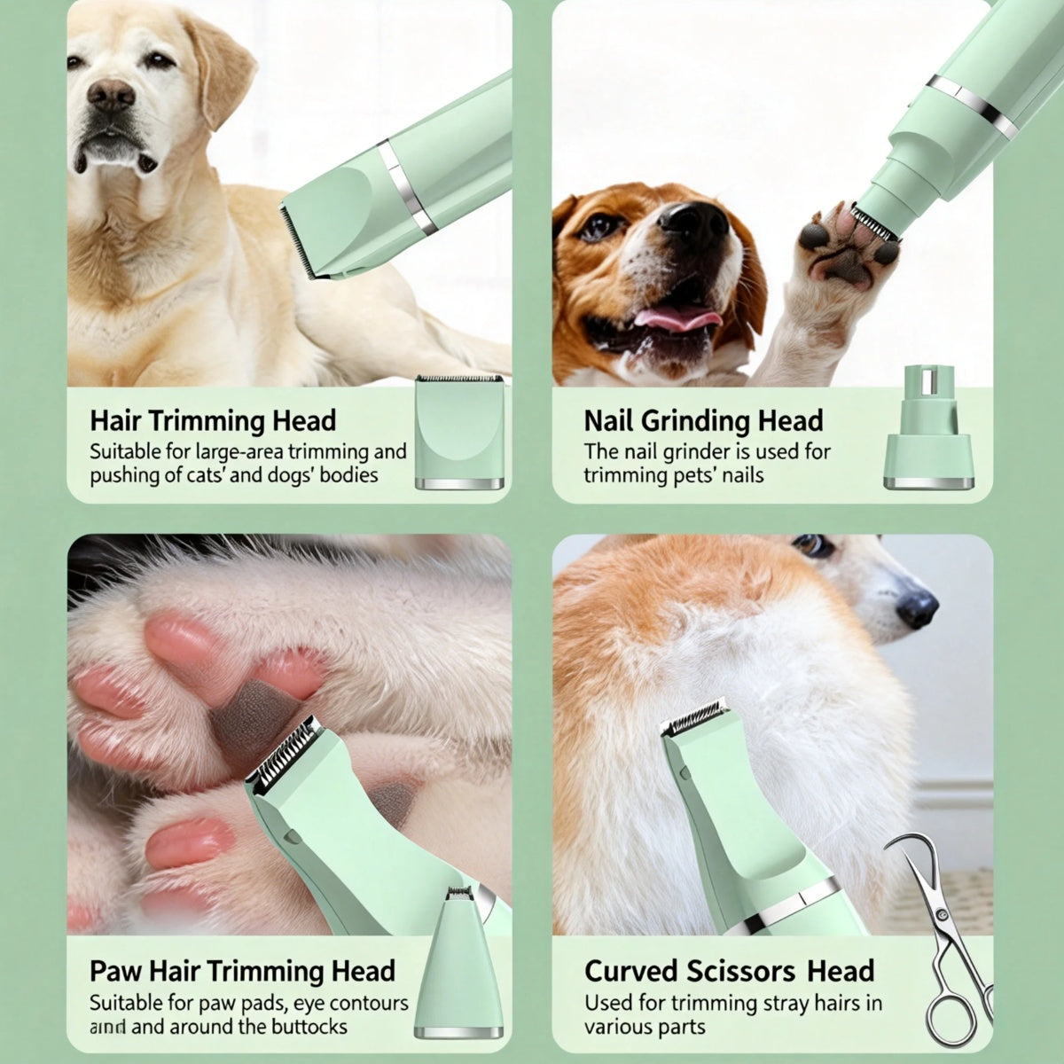 4-in-1 Pet Grooming Kit For Small Dogs Cats, Professional