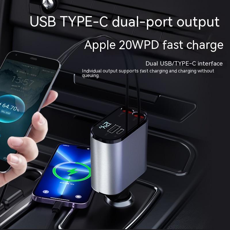 Metal Car Charger 100W Super Fast Charging Car Cigarette
