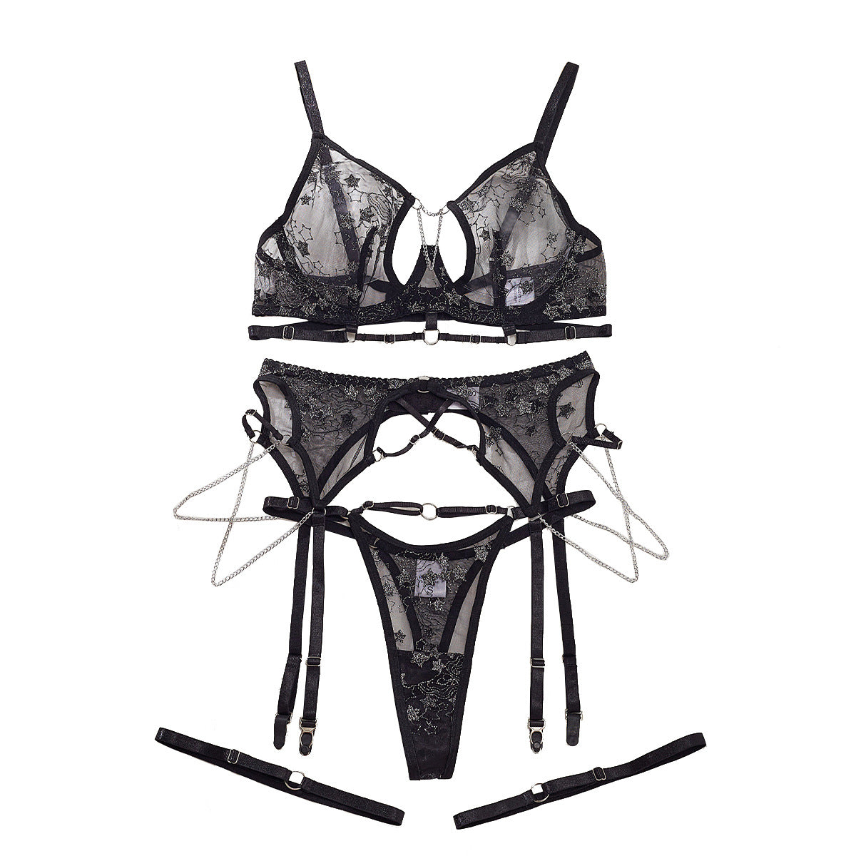 Hollow Chain Underwear Four-piece Set