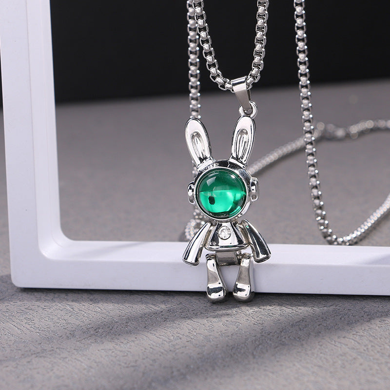 Mens Creative, Movable Mechanical Rabbit Necklace