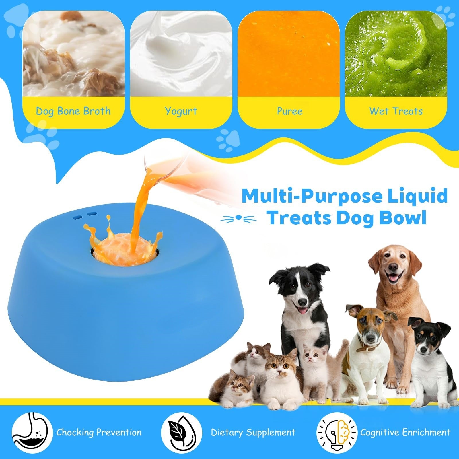 Pet Slow Feeder Non-Slip Spherical Dog Licking Bowl Anti-Choking