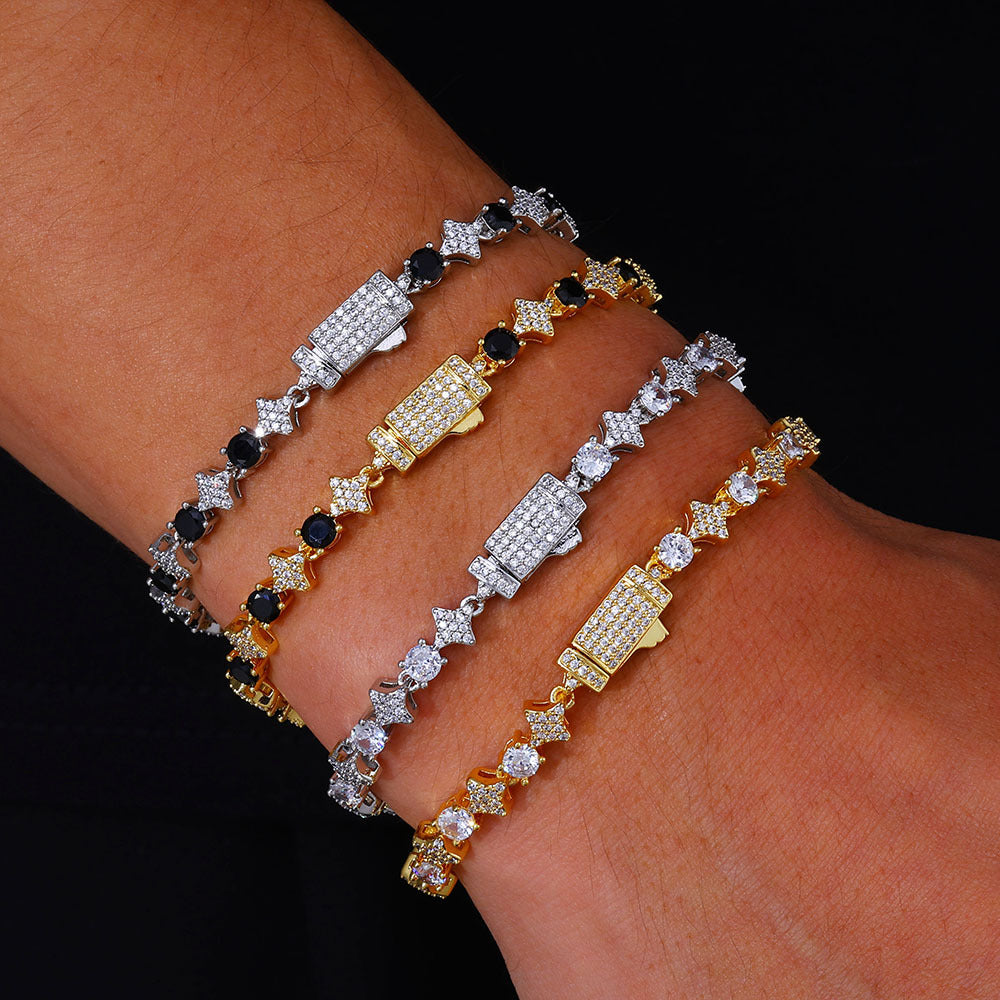 Mens 6mm Star Zircon Tennis Bracelet