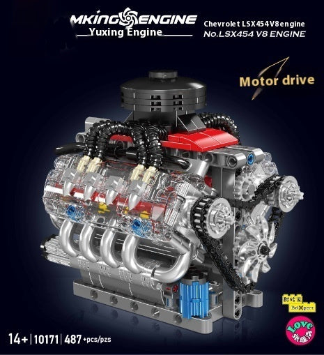 Car V8 Engine Model Building Block Toy
