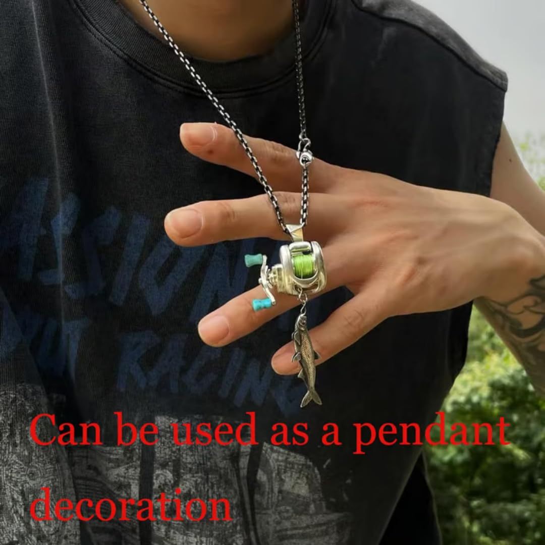 Luxury Fishing Reel Necklace Rotatable