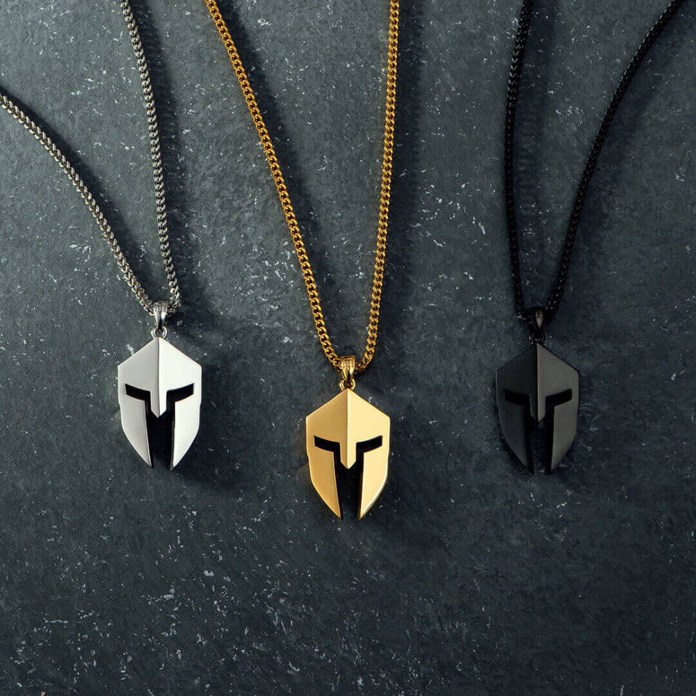 Classic Minimalist Hero Of Sparta Mask Pendant Necklace Man's